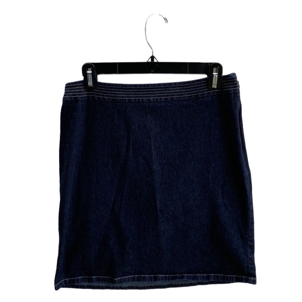 Ann TAYLOR LOFT WOMENS INDIGO DENIM STRETCH MINI JEAN SKIRT SIZE 8 - Picture 2 of 7